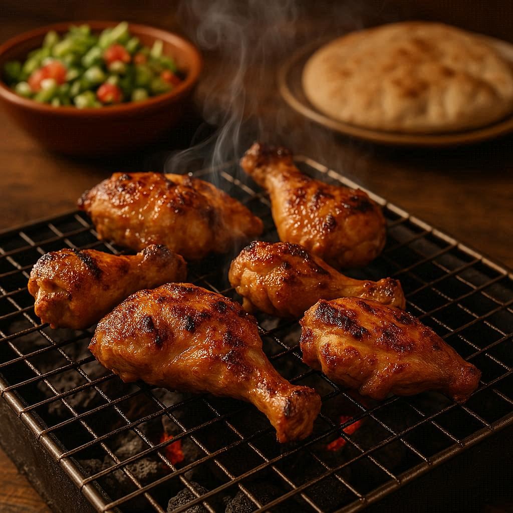 🍗 الفراخ المشوية على الفحم.. طعم لا يُقاوم